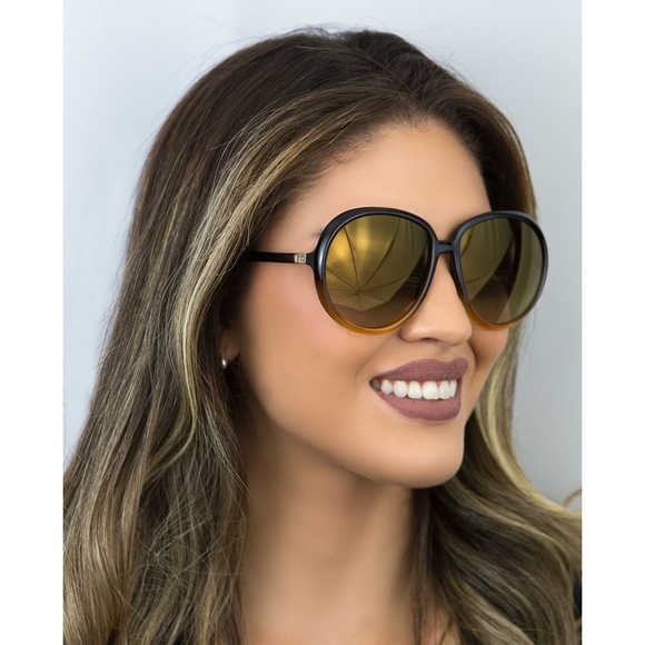 GIVENCHY GV7180/S GLNJL BROWN/YELLOW GRADIENT BROWN FLASH ROUND SUNGLASSES. 61mm - Picture 2 of 13
